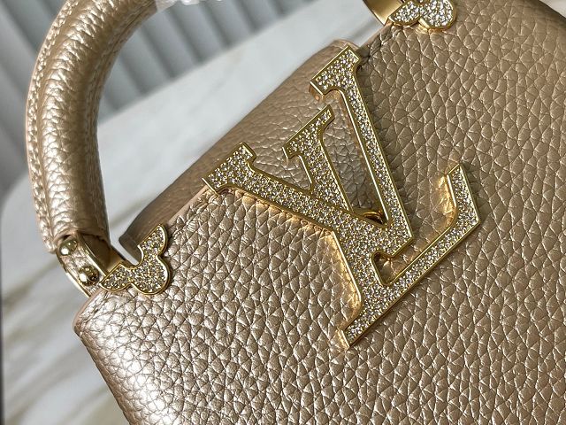 Louis vuitton original calfskin capucines nano handbag M24583 gold