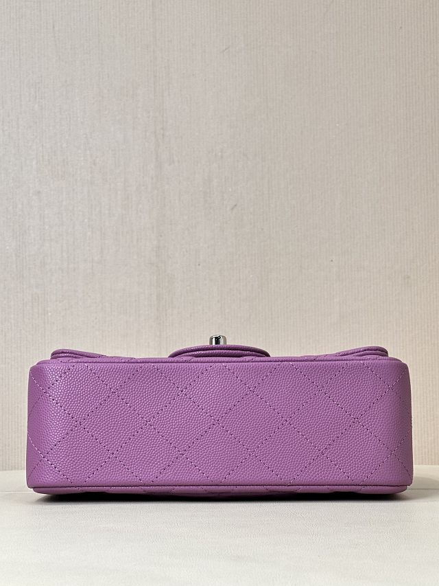 CC original grained calfskin mini flap bag A69900 purple