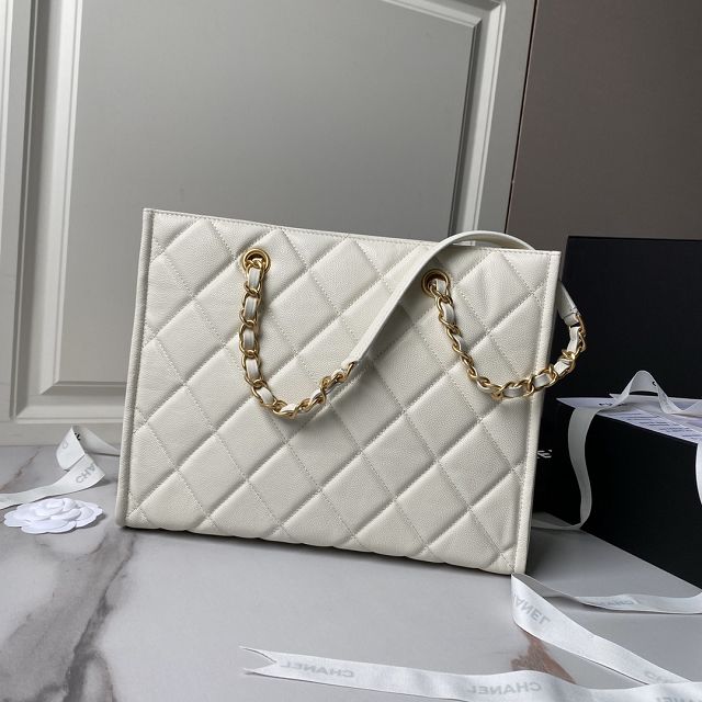 CC original grained calfskin tote bag AS4940 white