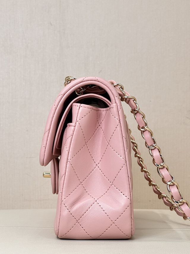 CC original lambskin small flap bag A01113 light pink