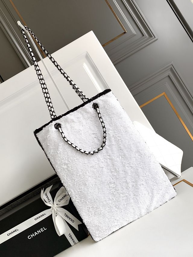 2024 CC original sequins tote bag AS4856 white