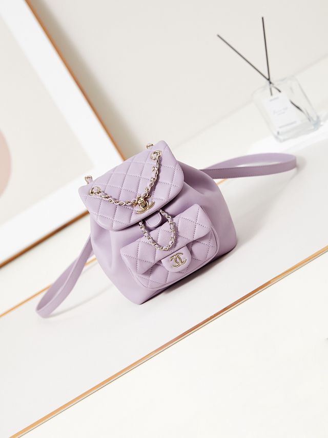 CC original calfskin mini backpack AS2908 light purple