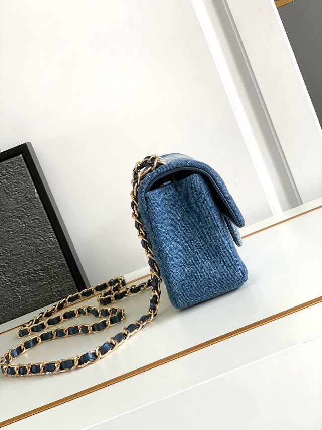 CC original denim mini flap bag A69900 blue