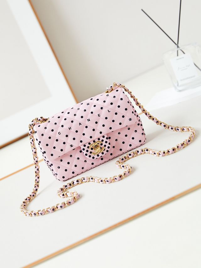CC original fabric mini flap bag A69900 pink