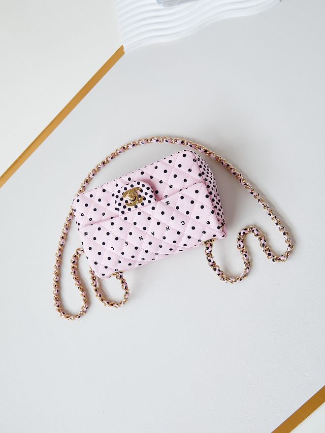 CC original fabric mini flap bag A69900 pink