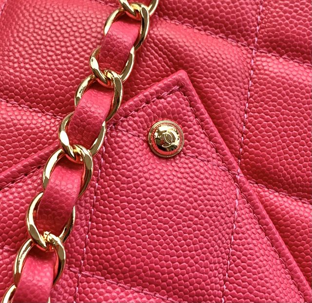 CC original grained calfskin maxi flap bag AS4661 rose red