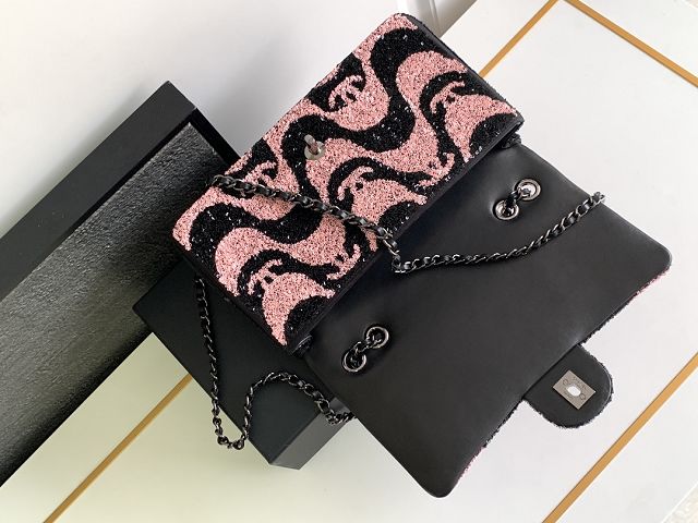 CC original sequins medium flap bag AS2407 pink&black