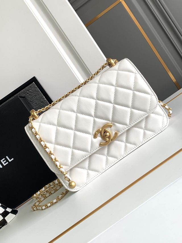 2024 CC original calfskin small flap bag AS4876 white