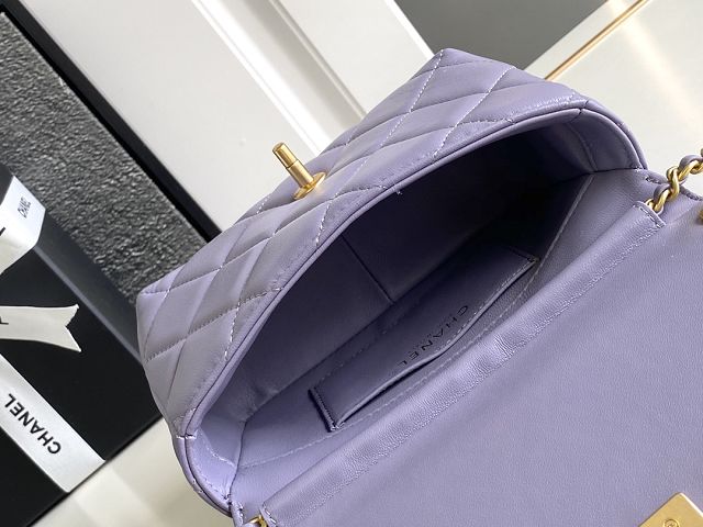 2024 CC original lambskin mini flap bag AS4986 light purple