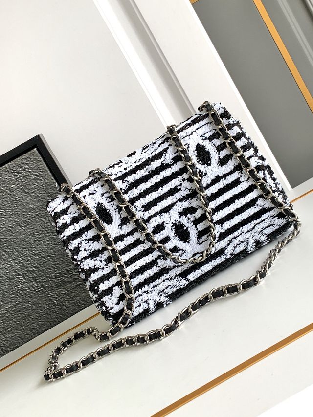 CC original sequins mini flap bag AS4561 black&white