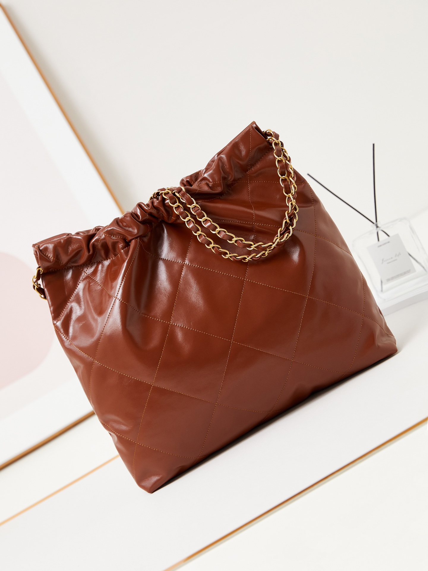 2024 CC original calfskin 22 medium handbag AS3261 brown