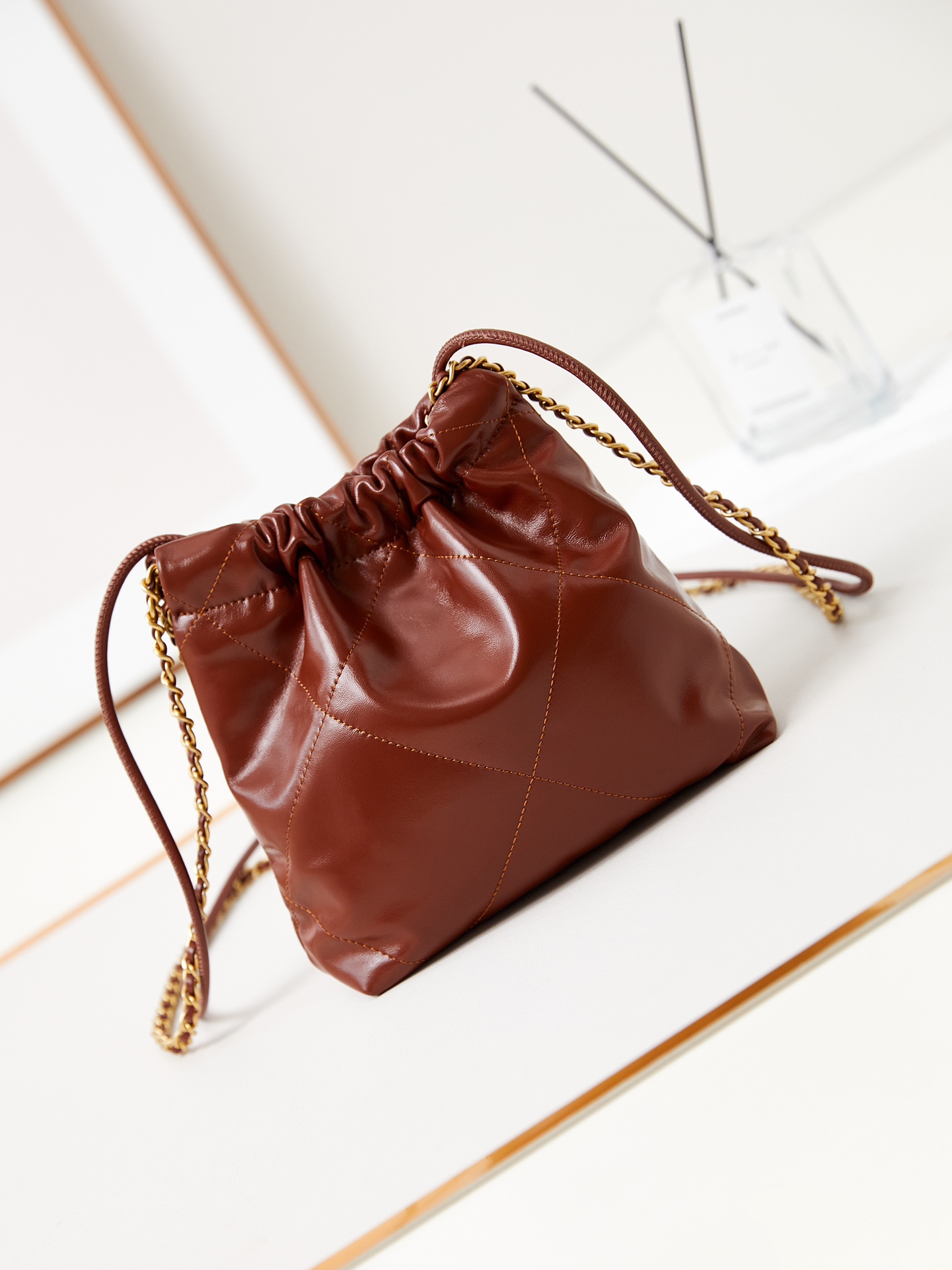 2024 CC original calfskin 22 mini handbag AS3980 brown