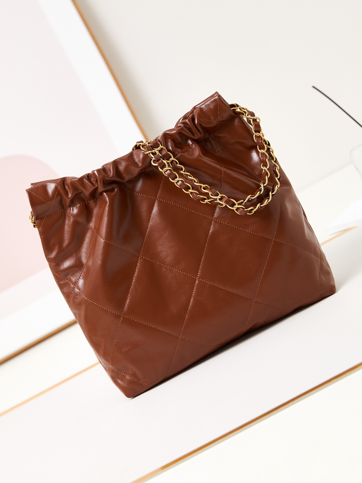 2024 CC original calfskin 22 small handbag AS3260 brown