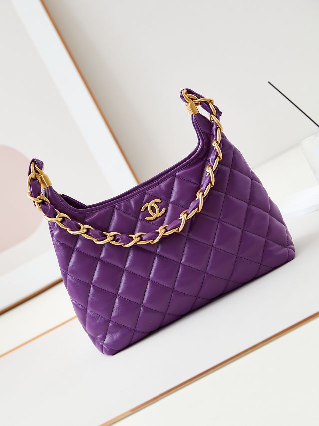 2024 CC original lambskin medium hobo handbag AS4923 purple