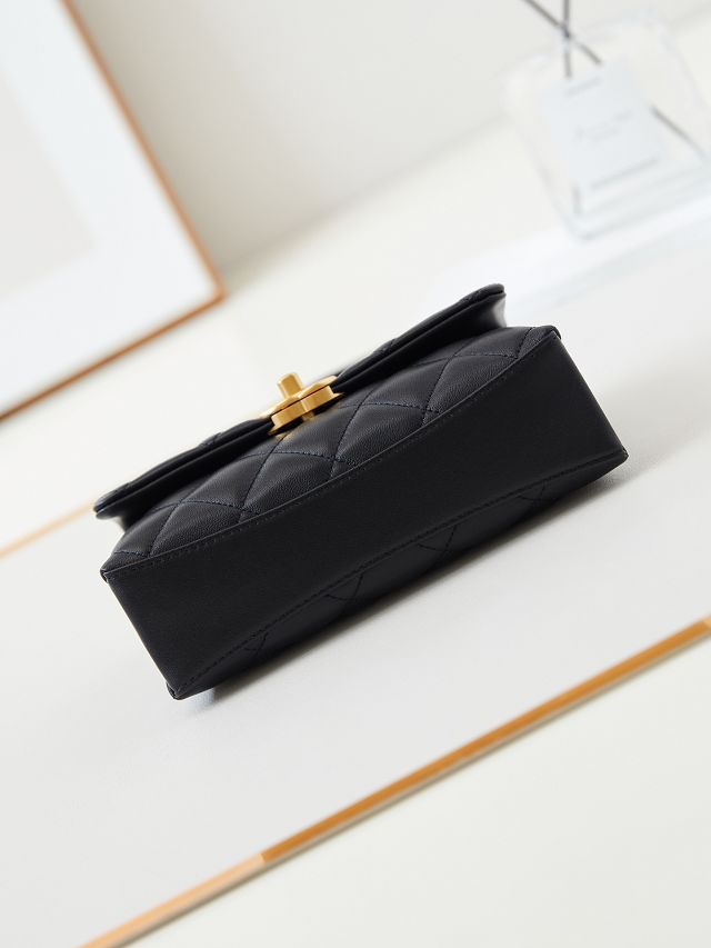 2024 CC original lambskin mini top handle flap bag AS5001 black