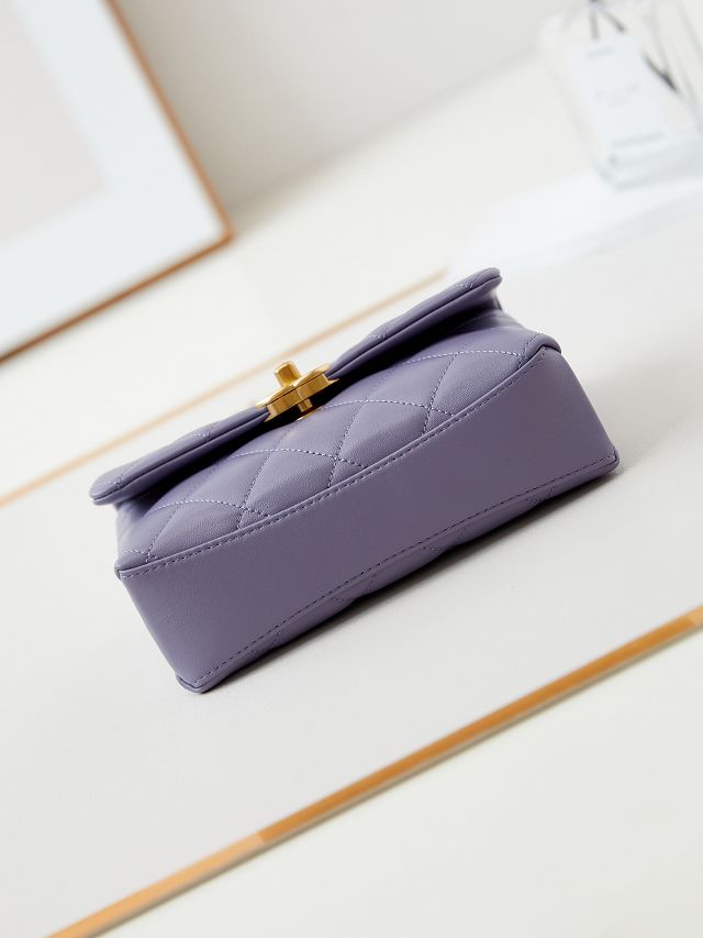 2024 CC original lambskin mini top handle flap bag AS5001 light purple