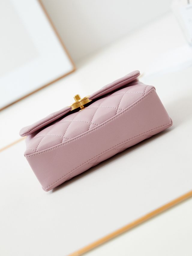 2024 CC original lambskin mini top handle flap bag AS5001 pink