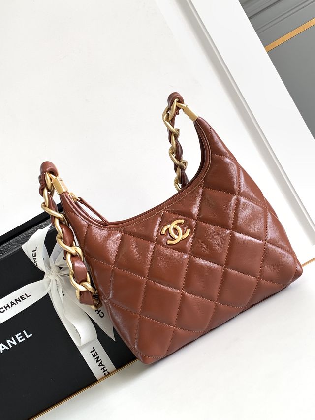 2024 CC original lambskin small hobo handbag AS4922 brown