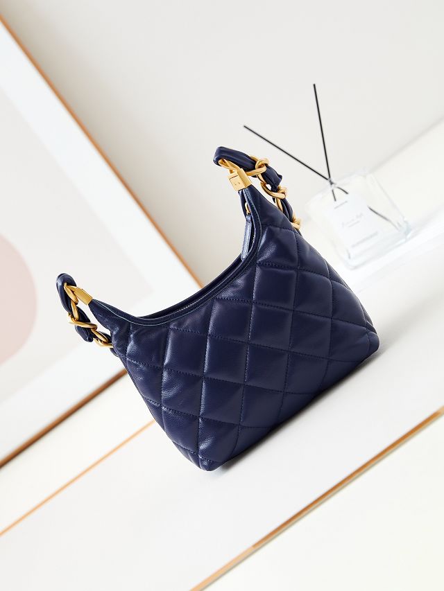 2024 CC original lambskin small hobo handbag AS4922 navy blue