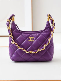 2024 CC original lambskin small hobo handbag AS4922 purple