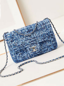 CC original sequins mini flap bag AS3269 blue