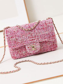 CC original sequins mini flap bag AS3269 pink