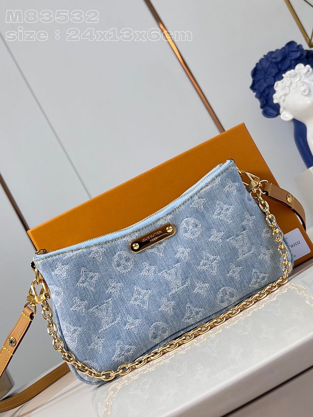 Louis vuitton original denim liv pochette M83532 light blue