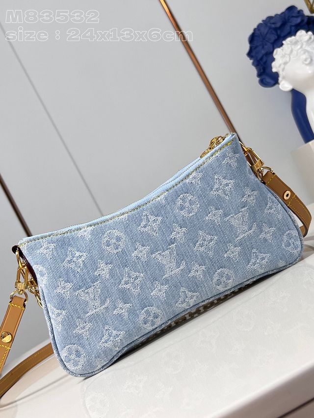 Louis vuitton original denim liv pochette M83532 light blue