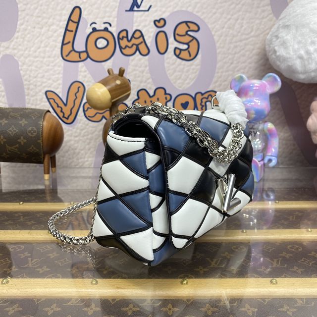 Louis vuitton original lambskin GO-14 medium handbag M22891 white&black&blue