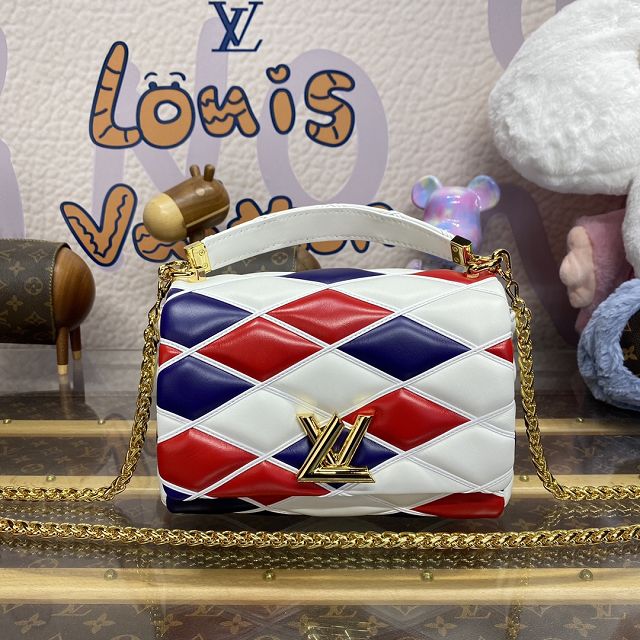 Louis vuitton original lambskin GO-14 medium handbag M22891 white&red