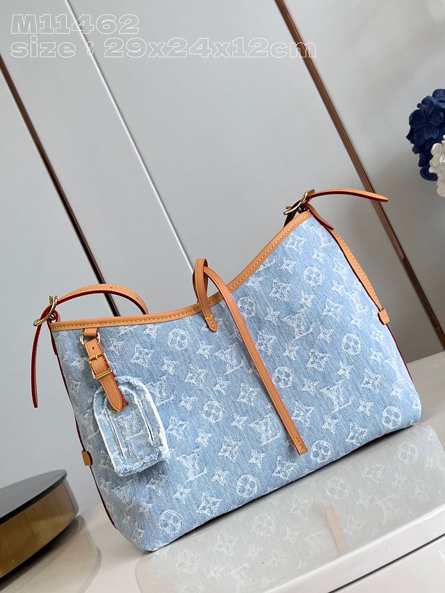 Louis vuitton original denim carryall PM handbag M11462 light blue