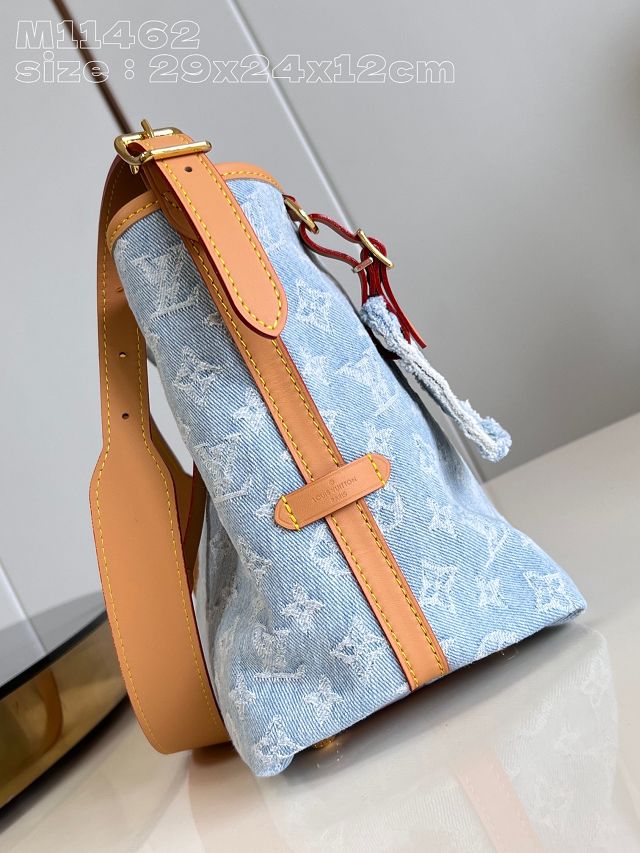 Louis vuitton original denim carryall PM handbag M11462 light blue