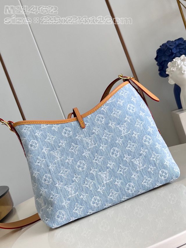 Louis vuitton original denim carryall PM handbag M11462 light blue