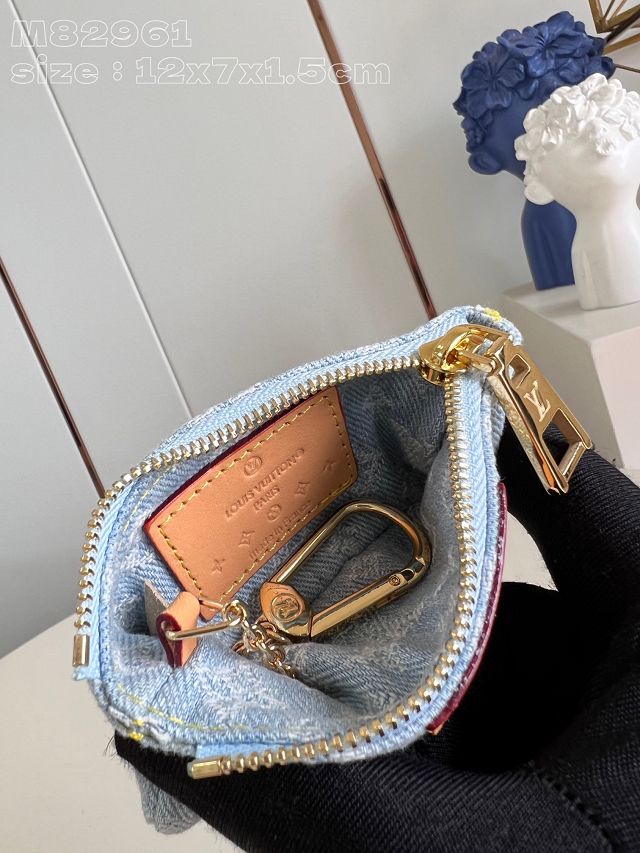 Louis vuitton original denim key holder M82961 light blue