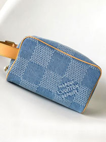 Louis vuitton original denim locker dopp kit N40753 blue