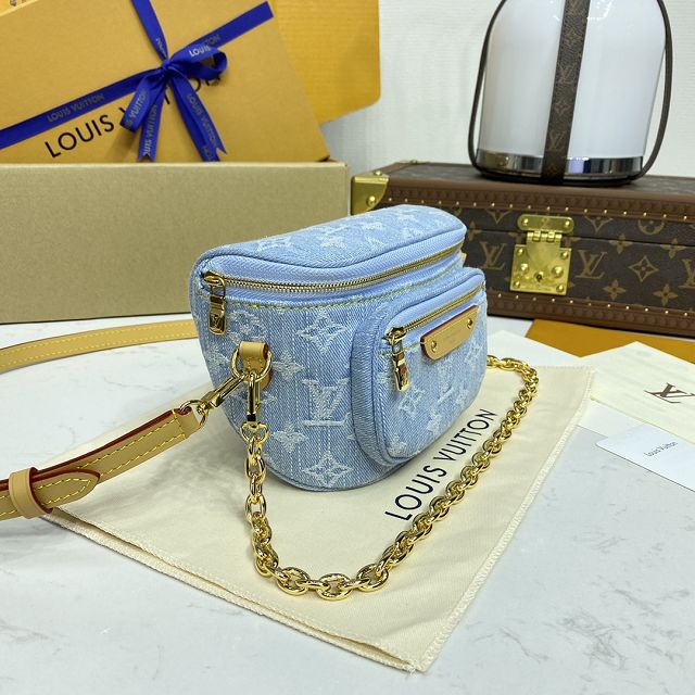 Louis vuitton original denim mini bumbag M83353 light blue