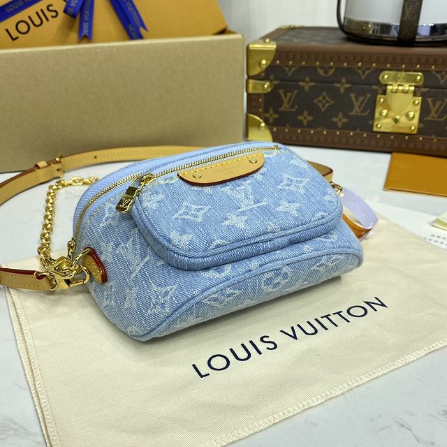 Louis vuitton original denim mini bumbag M83353 light blue