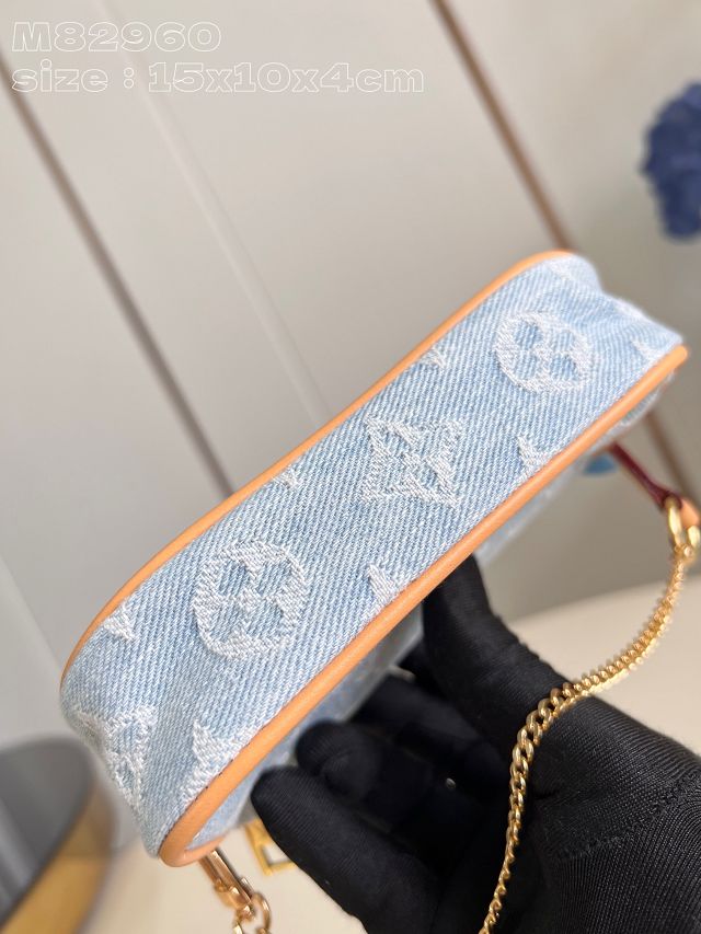 Louis vuitton original denim mini pochette M82960 light blue