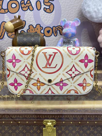 Louis vuitton original monogram canvas pochette felicie M11459 coral