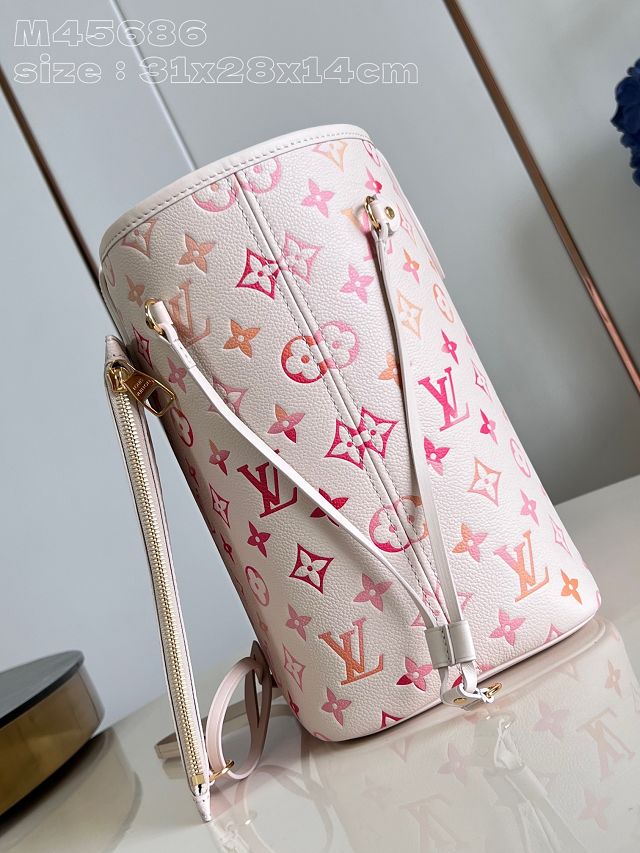 Louis vuitton original calfskin neverfull mm M47080 white&pink