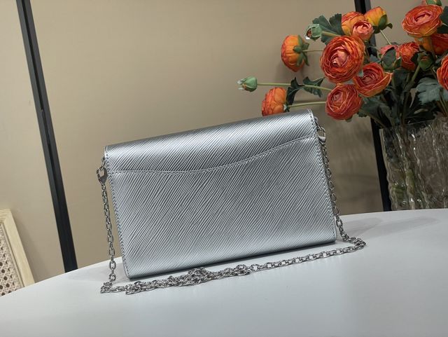 Louis vuitton original epi leather louise pochette M23756 silver