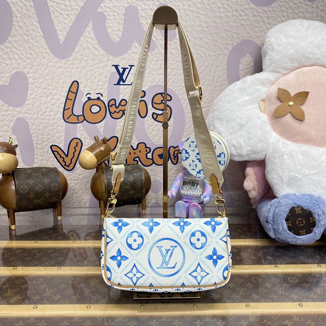 Louis vuitton original monogram canvas multi pochette M25374 blue