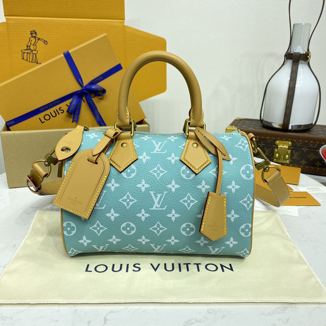 Louis vuitton original soft calfskin speedy P9 25 M24423 turquoise