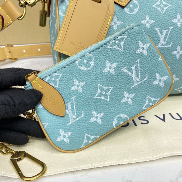 Louis vuitton original soft calfskin speedy P9 25 M24423 turquoise