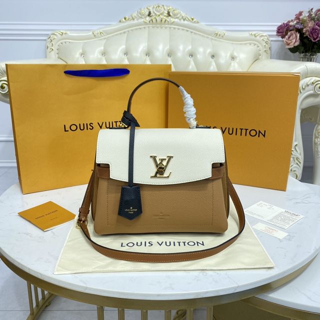 Louis vuitton original calfskin lockme ever BB handbag M56645 beige&white