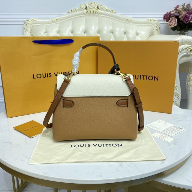 Louis vuitton original calfskin lockme ever BB handbag M56645 beige&white