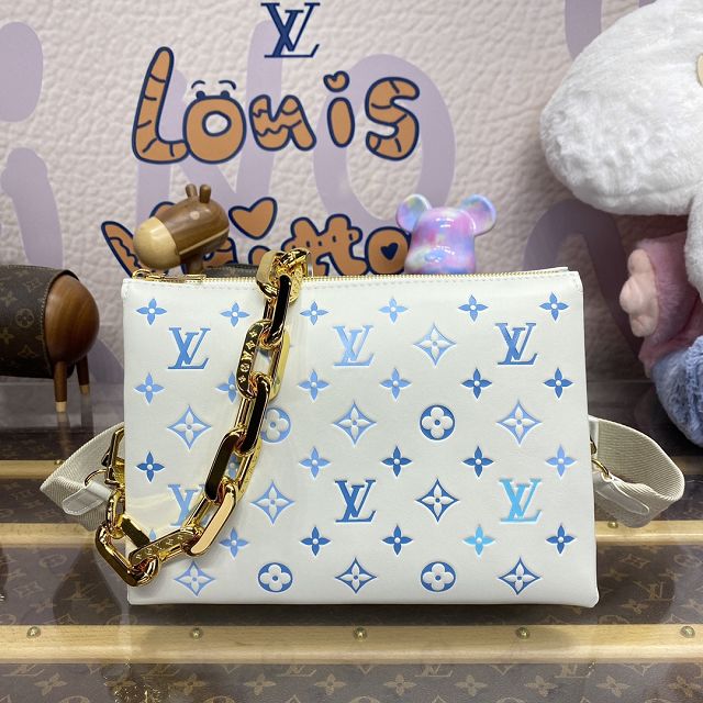 Louis vuitton original lambskin coussin pm bag M11225 white&light blue