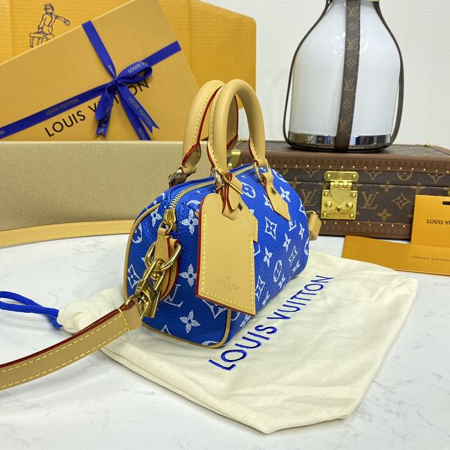 Louis vuitton original soft calfskin nano speedy 18 M24419 blue