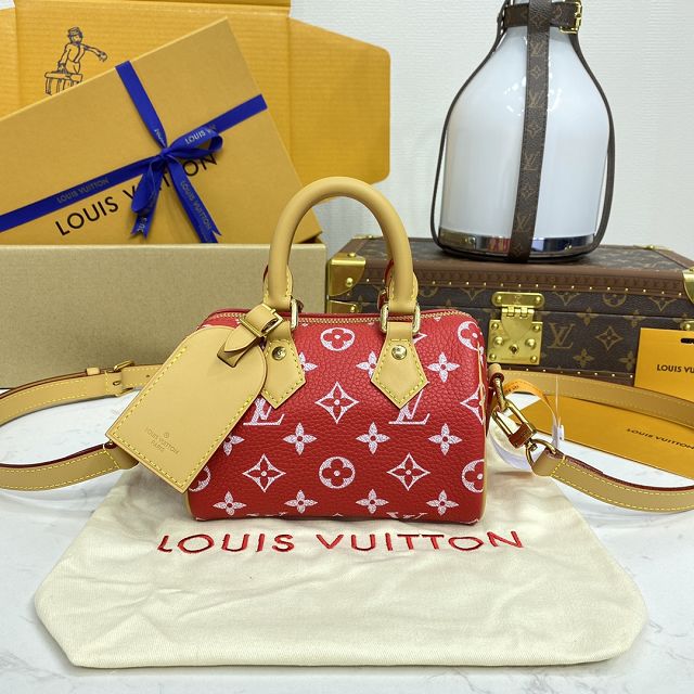 Louis vuitton original soft calfskin nano speedy 18 M24419 red