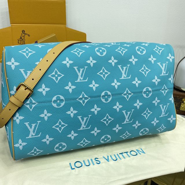 Louis vuitton original soft calfskin speedy P9 50 M11565 turquoise